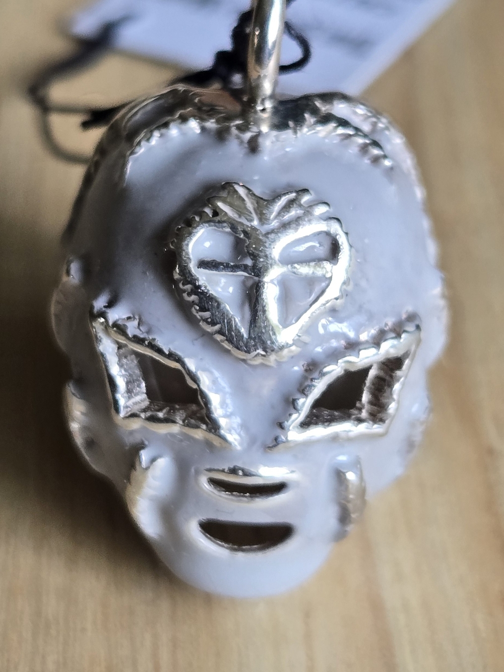 Virgins Saints & Angels White and GreyTres Lichas Mask Charm Pendant